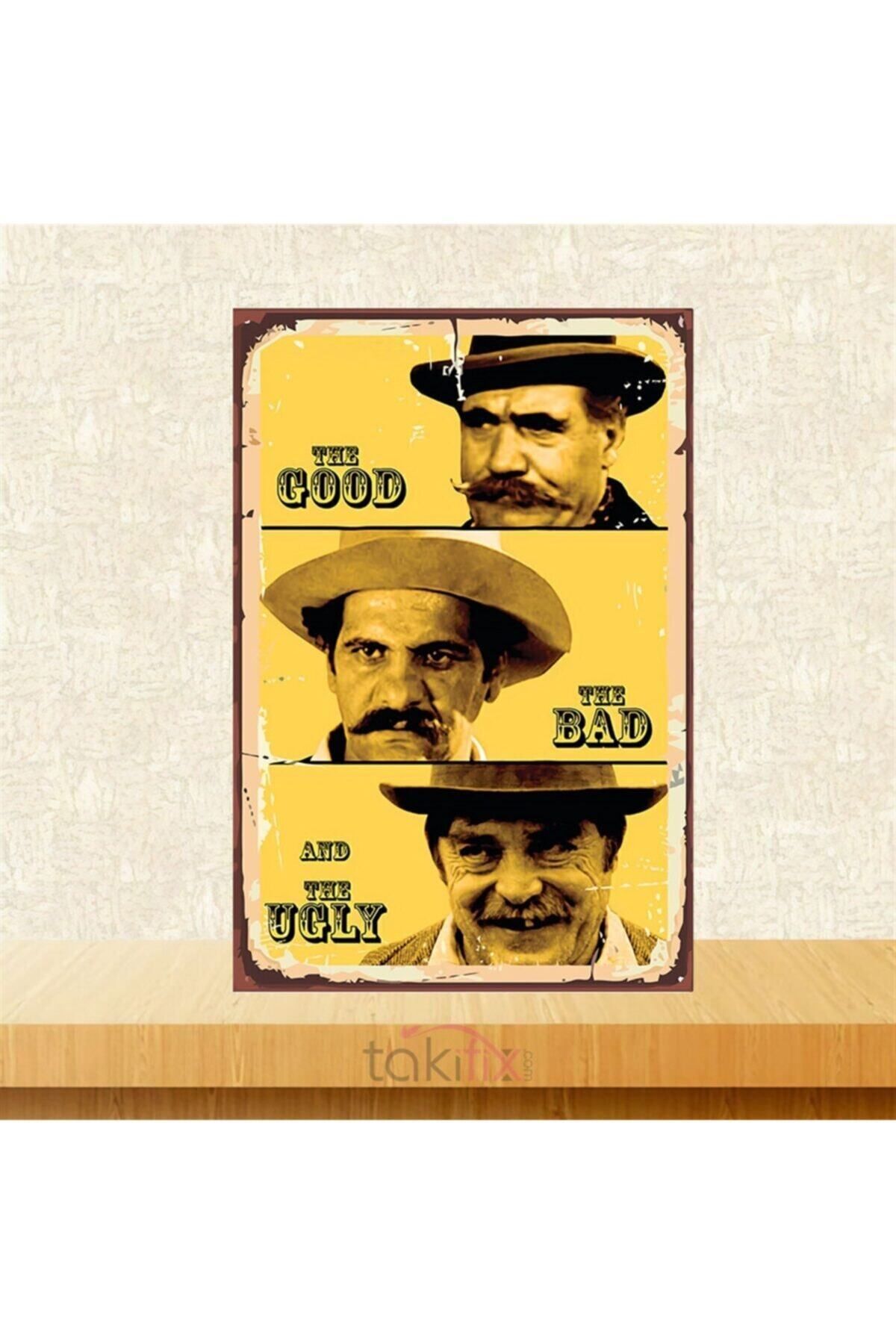 TAKIFİX The Good The Bad And The Ugly 20-30 Cm Retro Ahşap Poster
