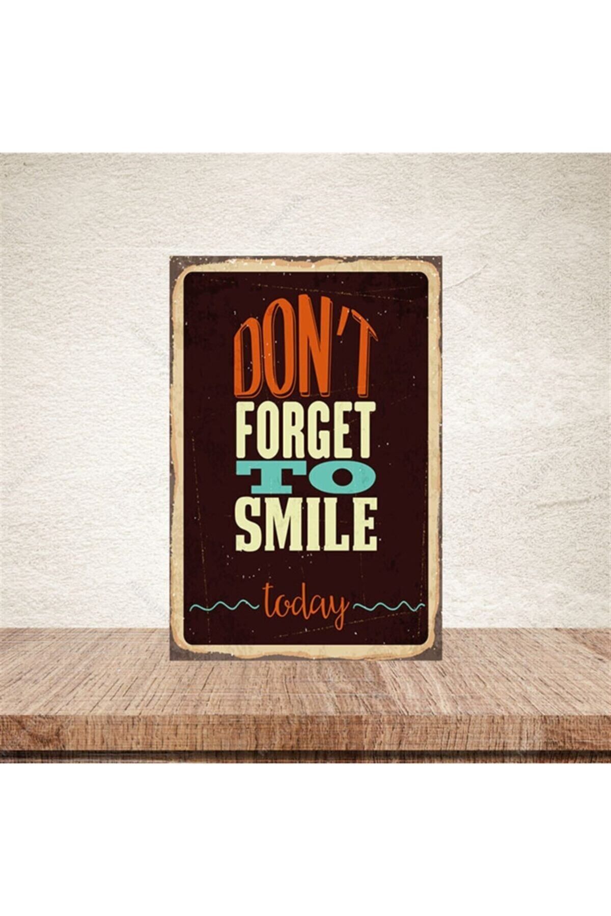 TAKIFİX Dont Forget To Smile Retro Ahşap Poster 20-30 cm