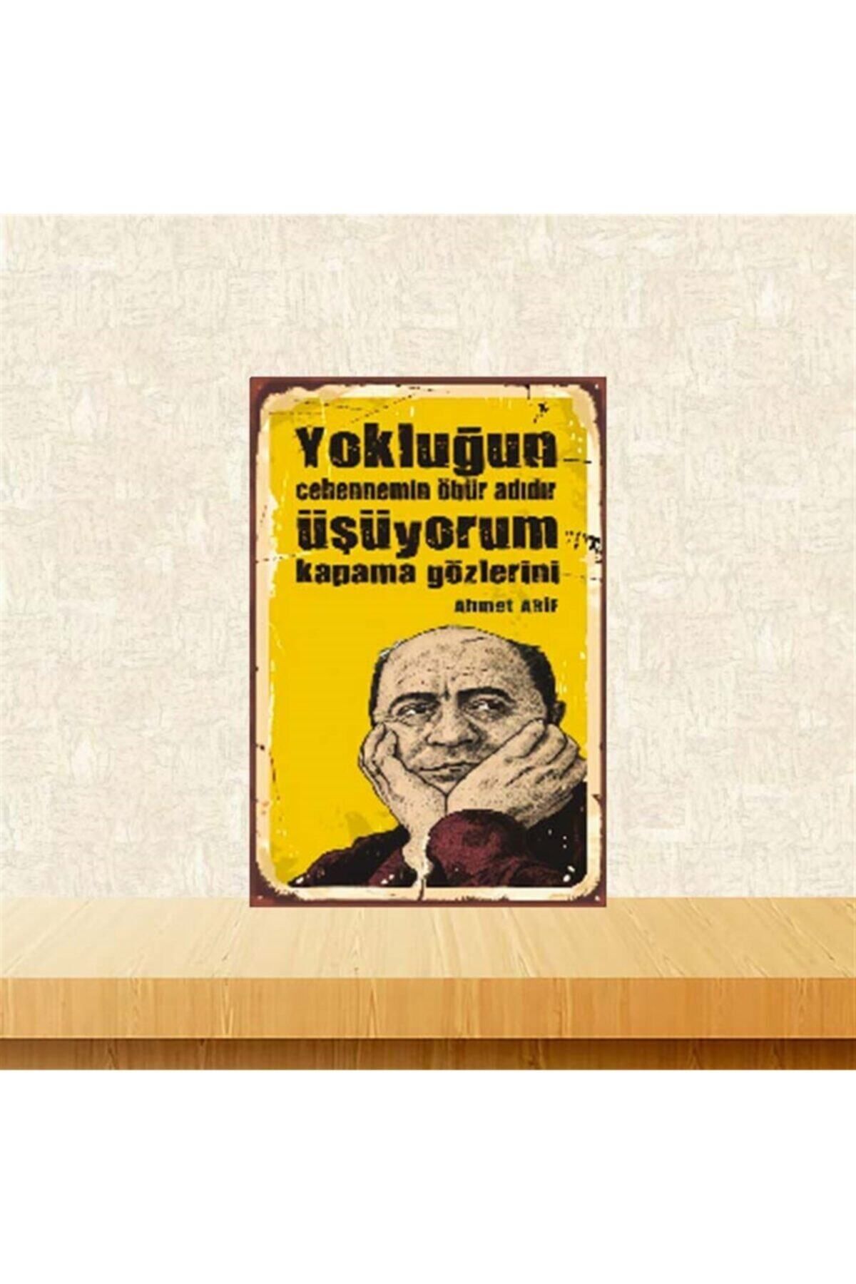 TAKIFİX Yokluğun Cehnnemin Öbür Adıdır Ahmet Arif 20-30 Cm Retro Ahşap Poster