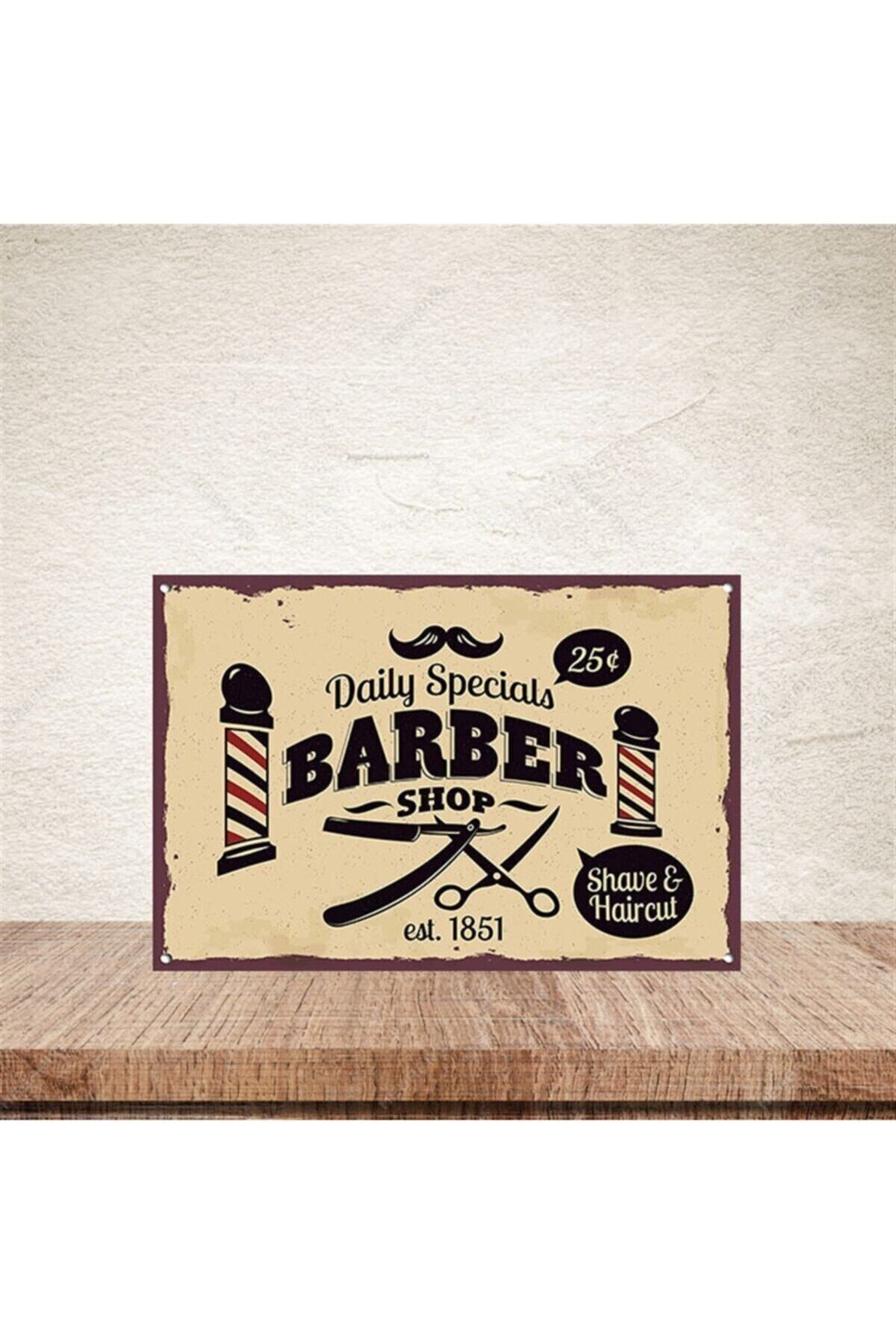 TAKIFİX Barber Shop Retro Ahşap Poster 20 30 cm
