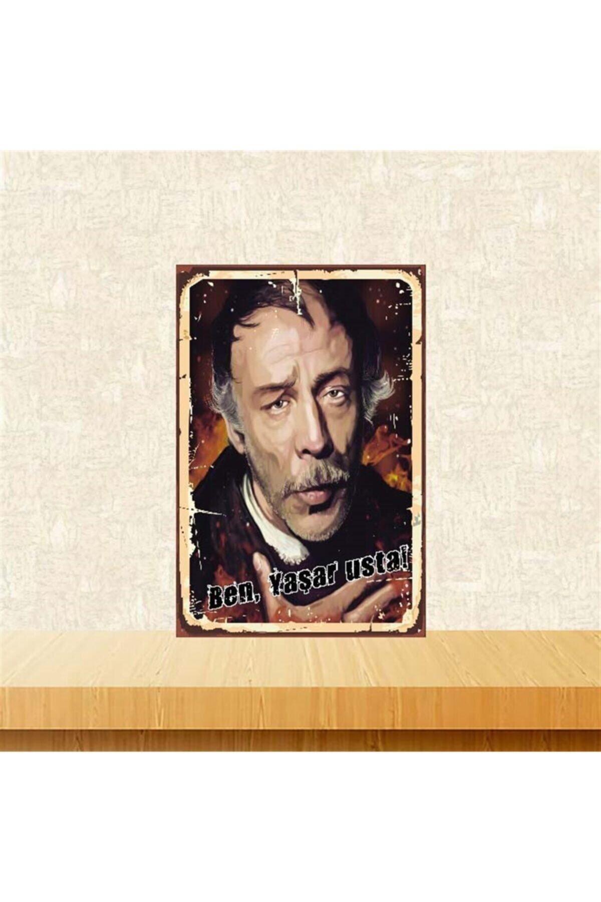 TAKIFİX Ben Yaşar Usta Münir Özkul 20-30 Cm Retro Ahşap Poster