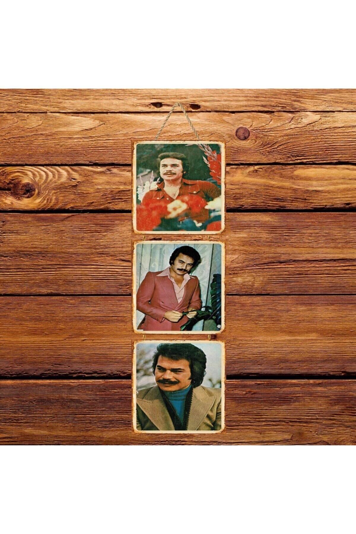 TAKIFİX Orhan Gencebay Üçlü Retro Ahşap Poster