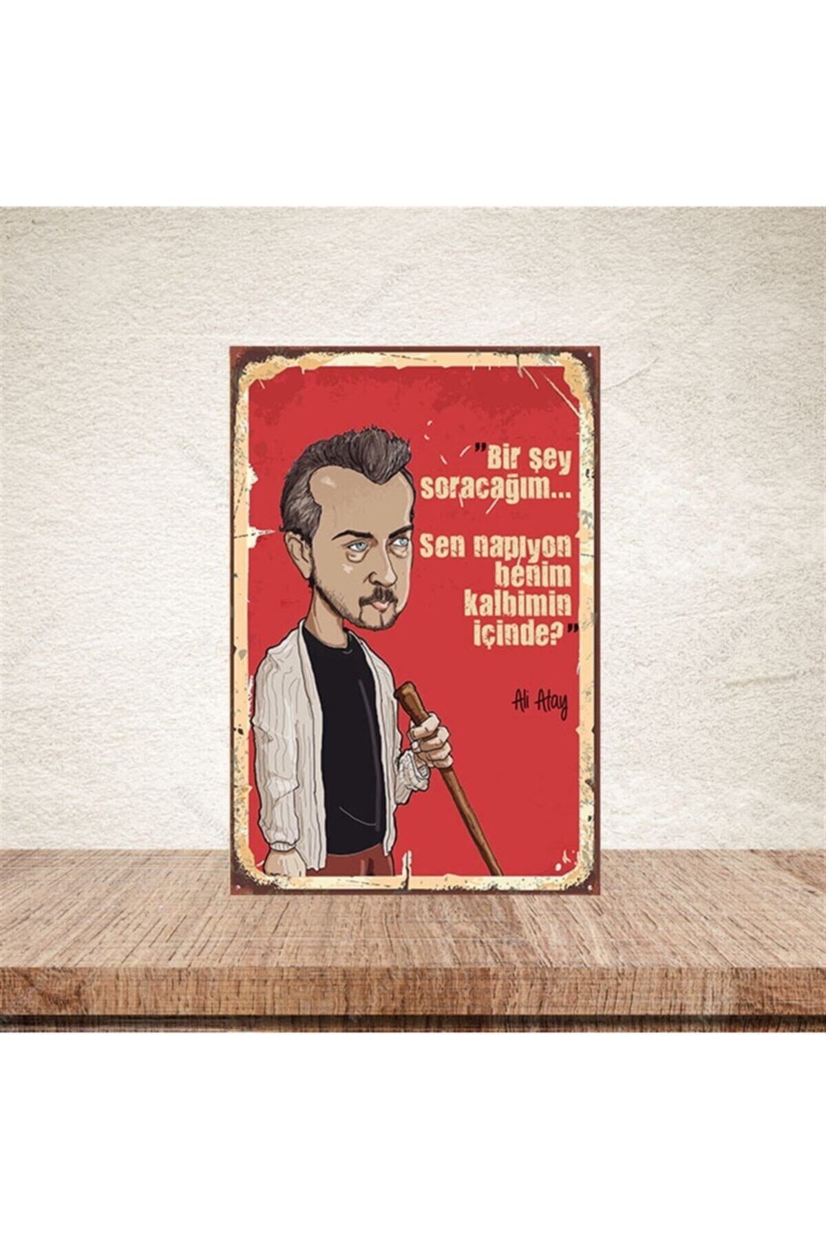 TAKIFİX Birşey Soracağım 20-30 Cm Retro Ahşap Poster