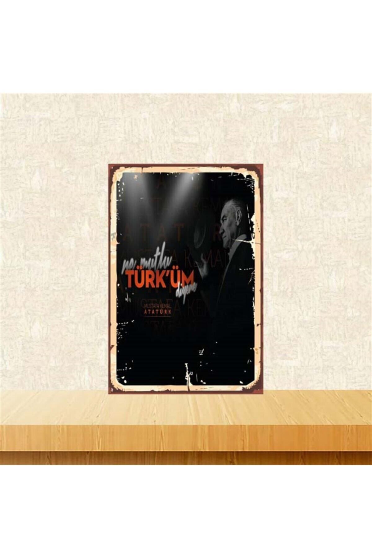 TAKIFİX Mustafa Kemal Atatürk 20-30 cm Retro Ahşap Poster Tkfx4253