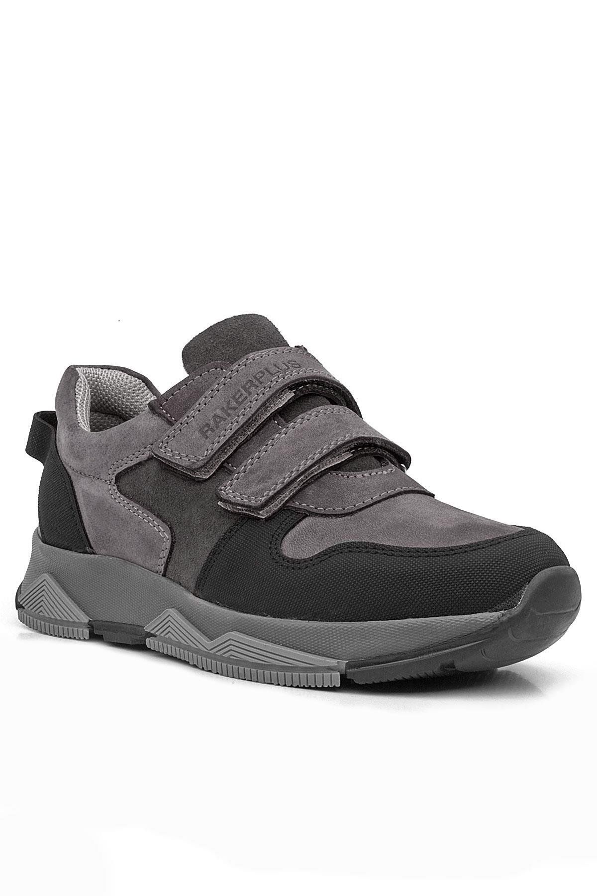 Rakerplus-Genuine Leather Gray Kids Sneakers Sports Shoes 2