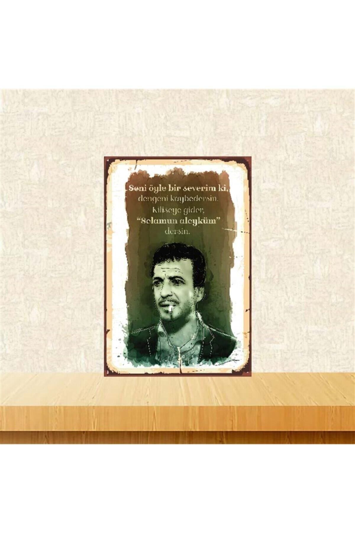 TAKIFİX Kiliseye Gider Selamun Aleyküm Dersin 20-30 Cm Retro Ahşap Poster