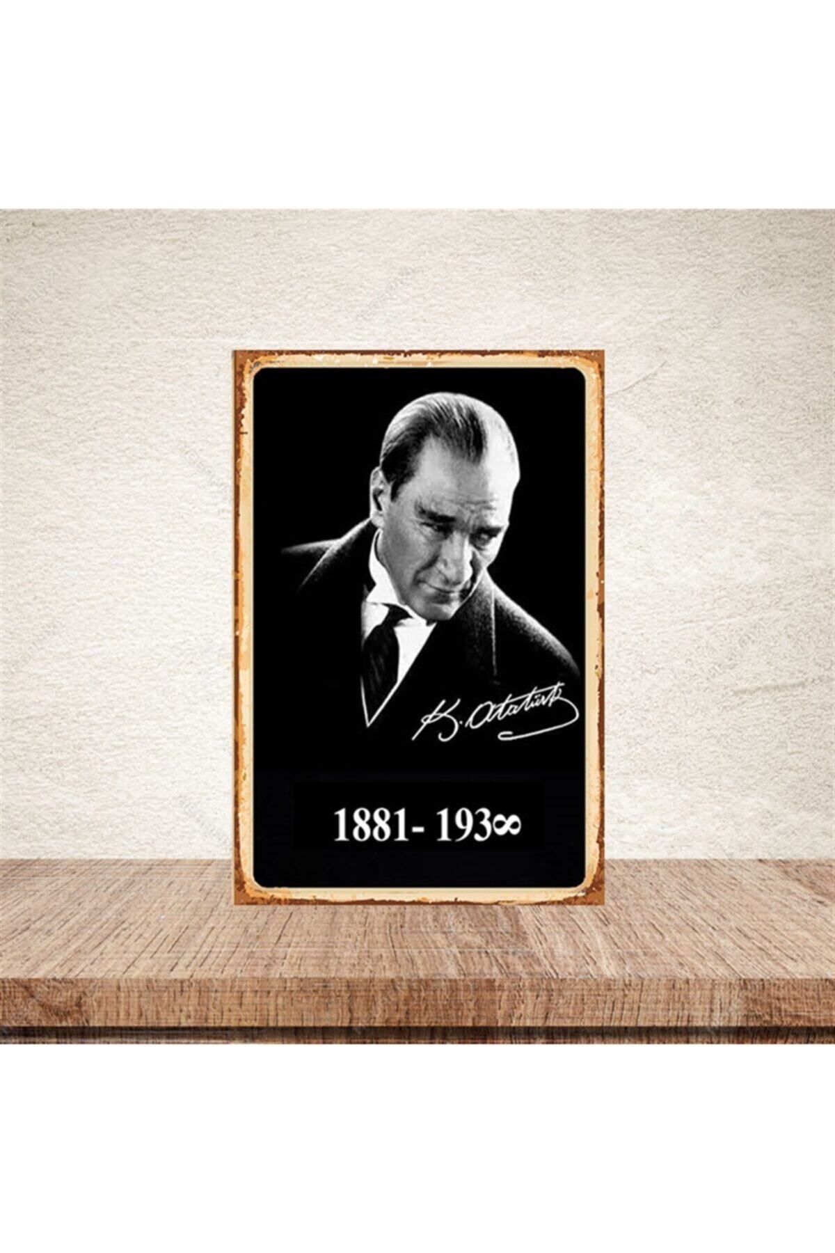 TAKIFİX 1881 1938 Atatürk Retro Ahşap Poster 20 30 cm