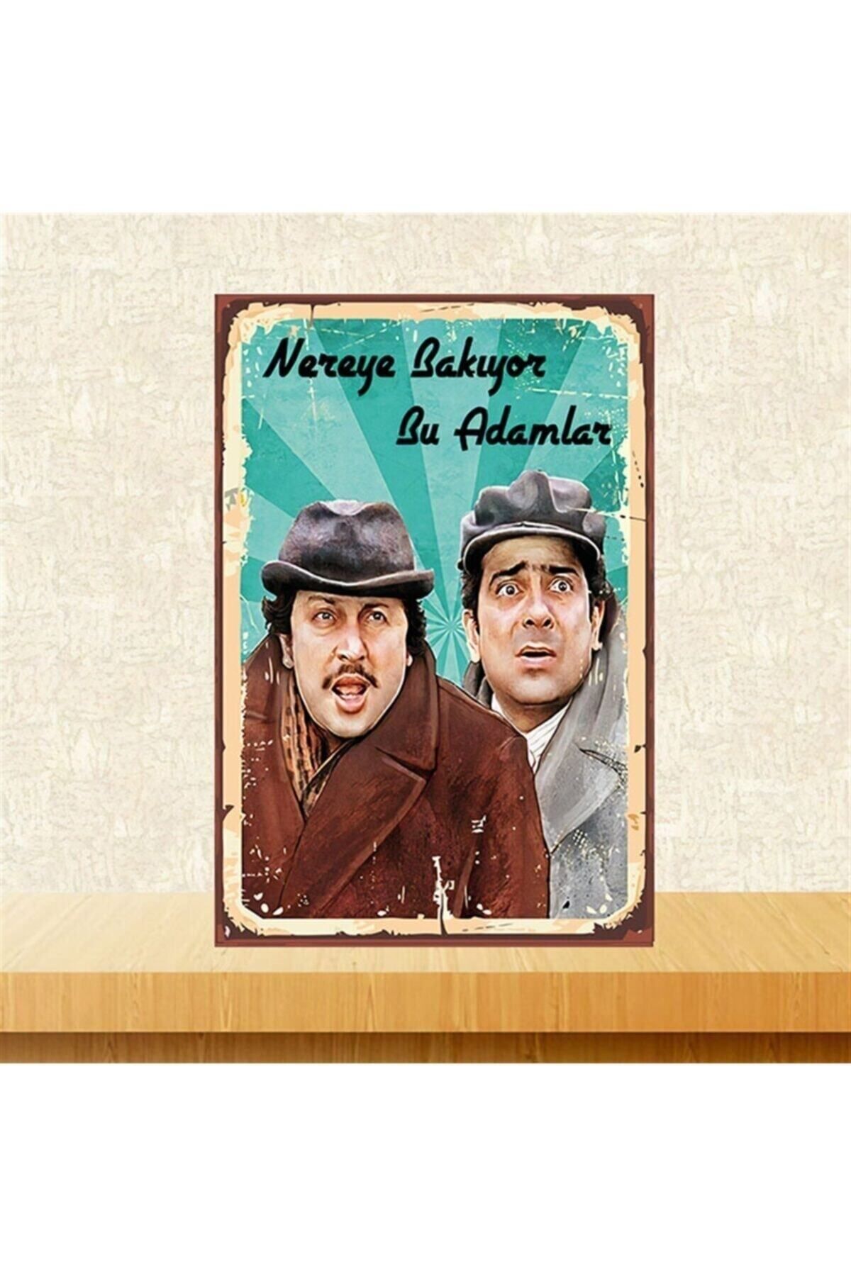 TAKIFİX Nereye Bakıyor Bu Adamlar Metin Akpınar Zeki Alasya 20-30 Cm Retro Ahşap Poster