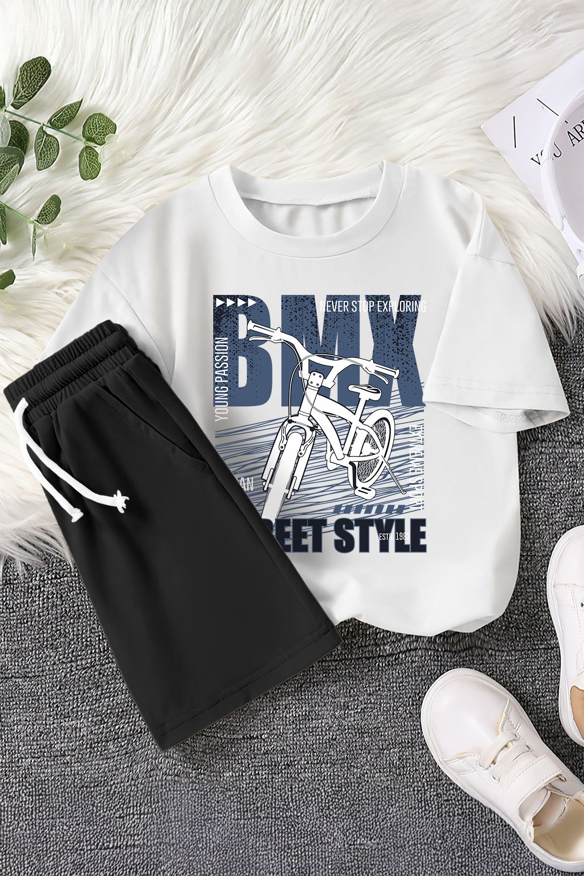 MYADA Set De 2 Piese Pentru Copii Cu Imprimeu Pentru Biciclete Bmx Street Style New Season 22485 Masculin - 5–6 years