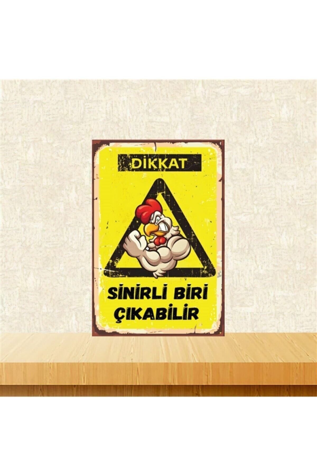 TAKIFİX Dikkat Sinirli Biri Çıkabilir 20-30 Cm Retro Ahşap Poster Tkfx4409