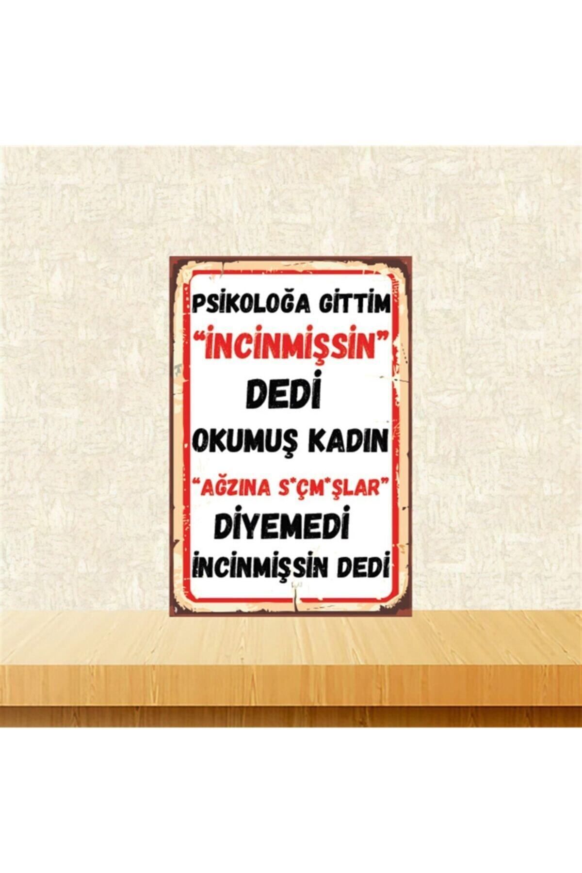 TAKIFİX Psikoloğa Gittim 20-30 Cm Retro Ahşap Poster Tkfx4465