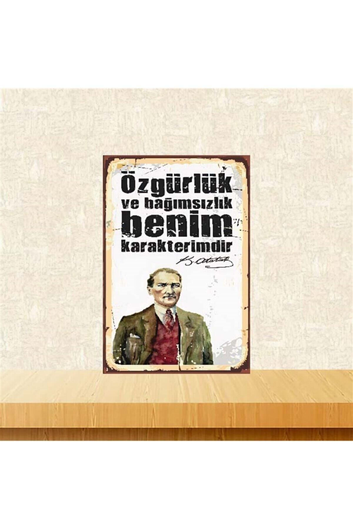 TAKIFİX Özgürlük Ve Bağımsızlık Kemal Atatürk 20*30 cm Retro Ahşap Poster
