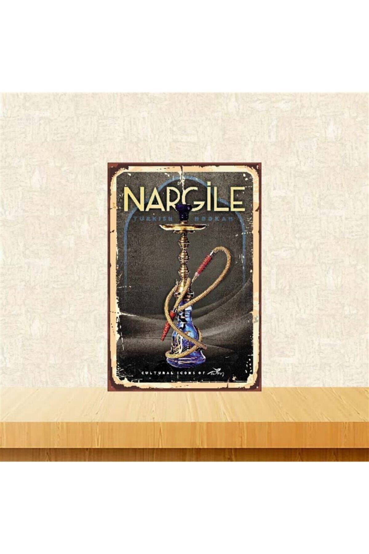 TAKIFİX Nargile 20-30 Cm Retro Ahşap Poster