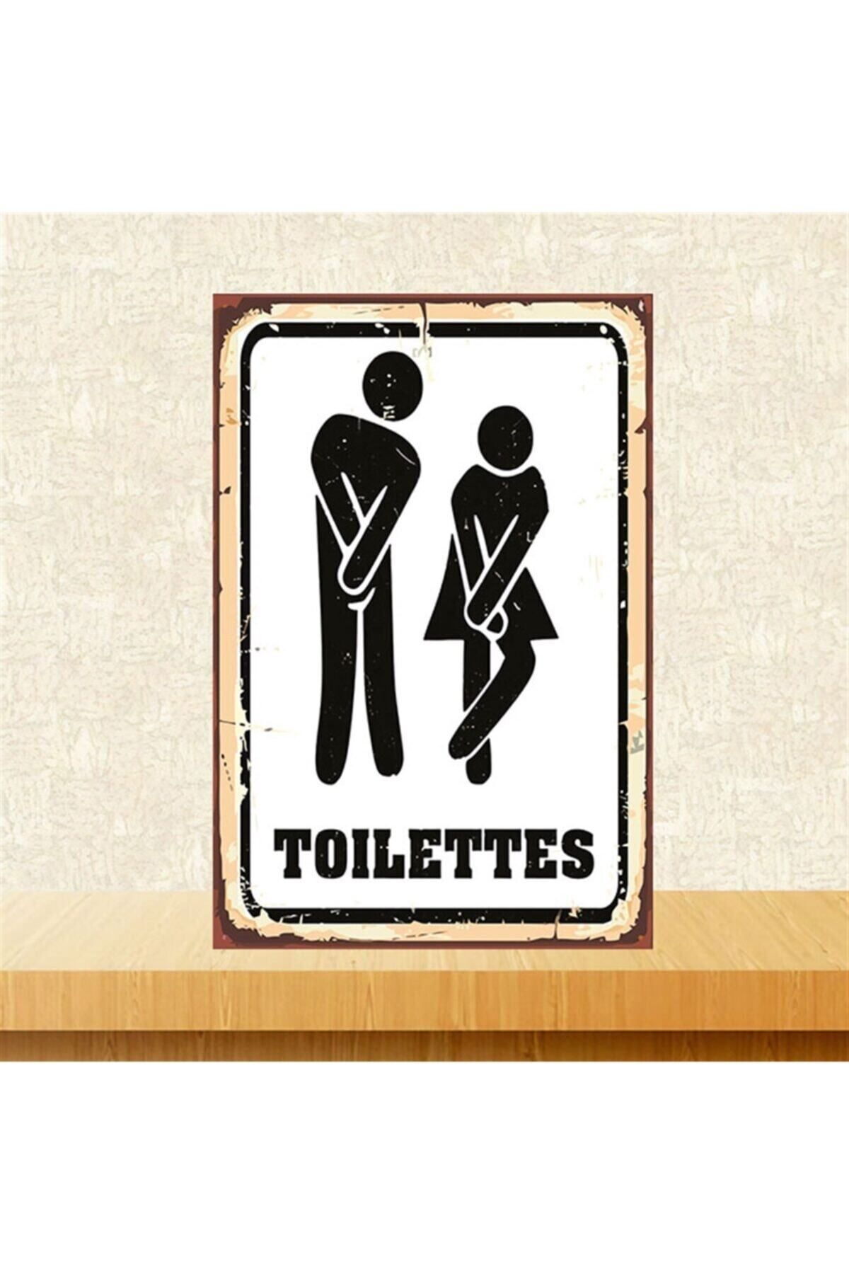 TAKIFİX Toılettes 20x30 cm Retro Ahşap Poster