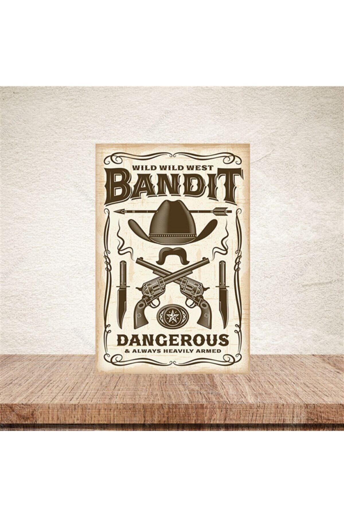 TAKIFİX Bandit Dangerous 20-30 Cm Retro Ahşap Poster
