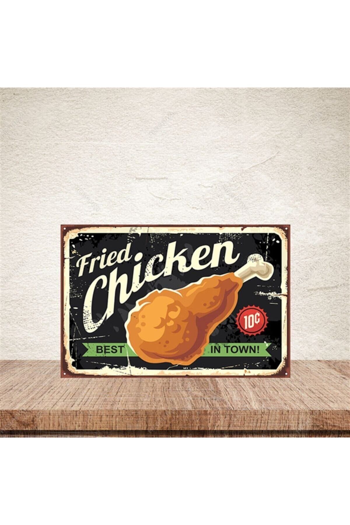 TAKIFİX Fried Chicken 20-30 Cm Retro Ahşap Poster