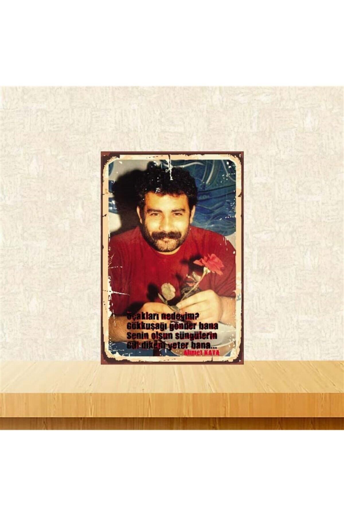 TAKIFİX Ahmet Kaya Gül Dikeni Yeter Bana 20-30 Cm Retro Ahşap Poster