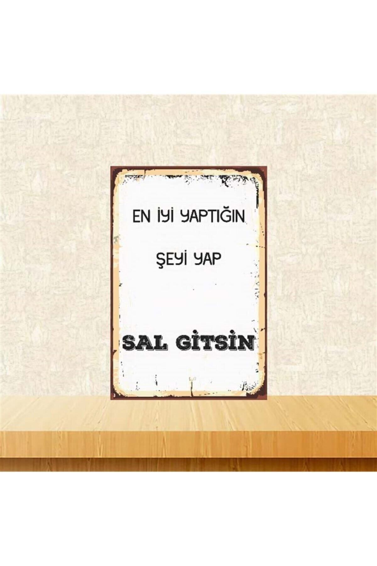 TAKIFİX Sal Gitsin Retro Ahşap Poster 20-30 cm