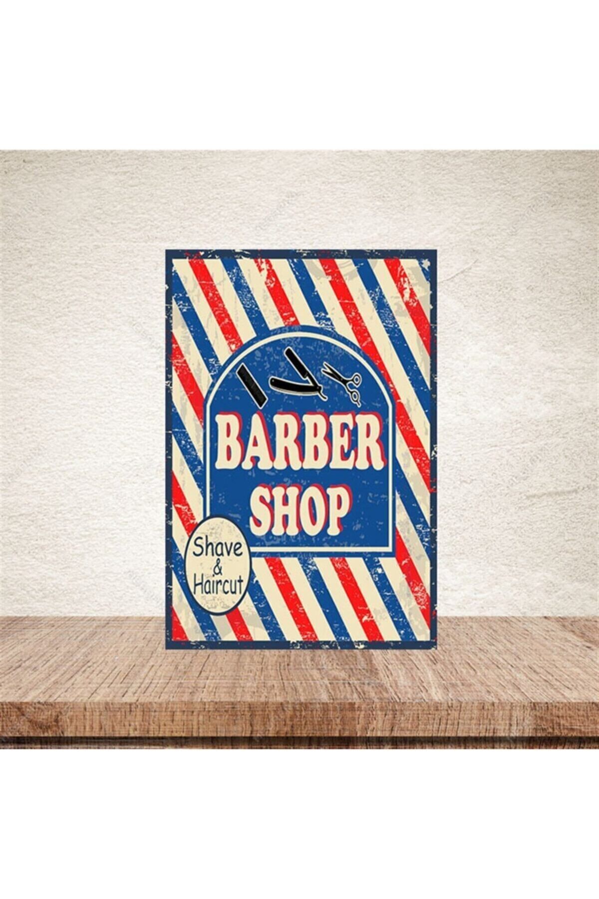 TAKIFİX Barber Shop 20-30 Cm Retro Ahşap Poster