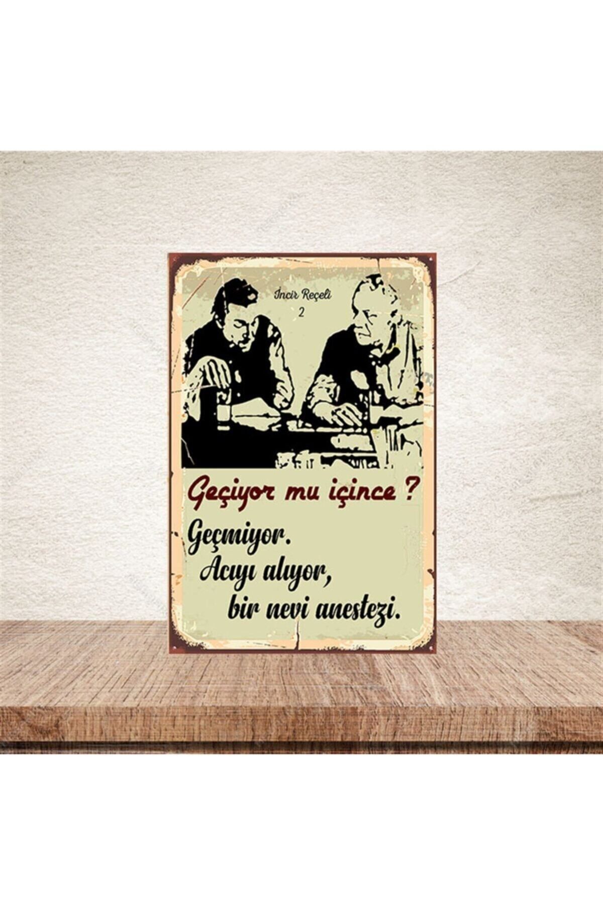 TAKIFİX Geçiyor Mu İçince 20-30 cm Retro Ahşap Poster