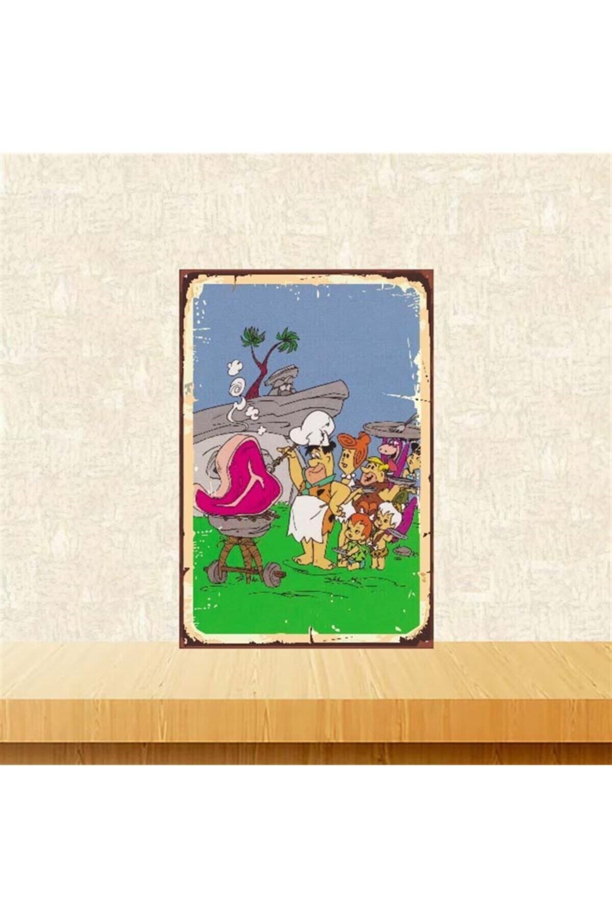 TAKIFİX Taş Devri Tasarımlı Retro Ahşap Poster 20 30 cm