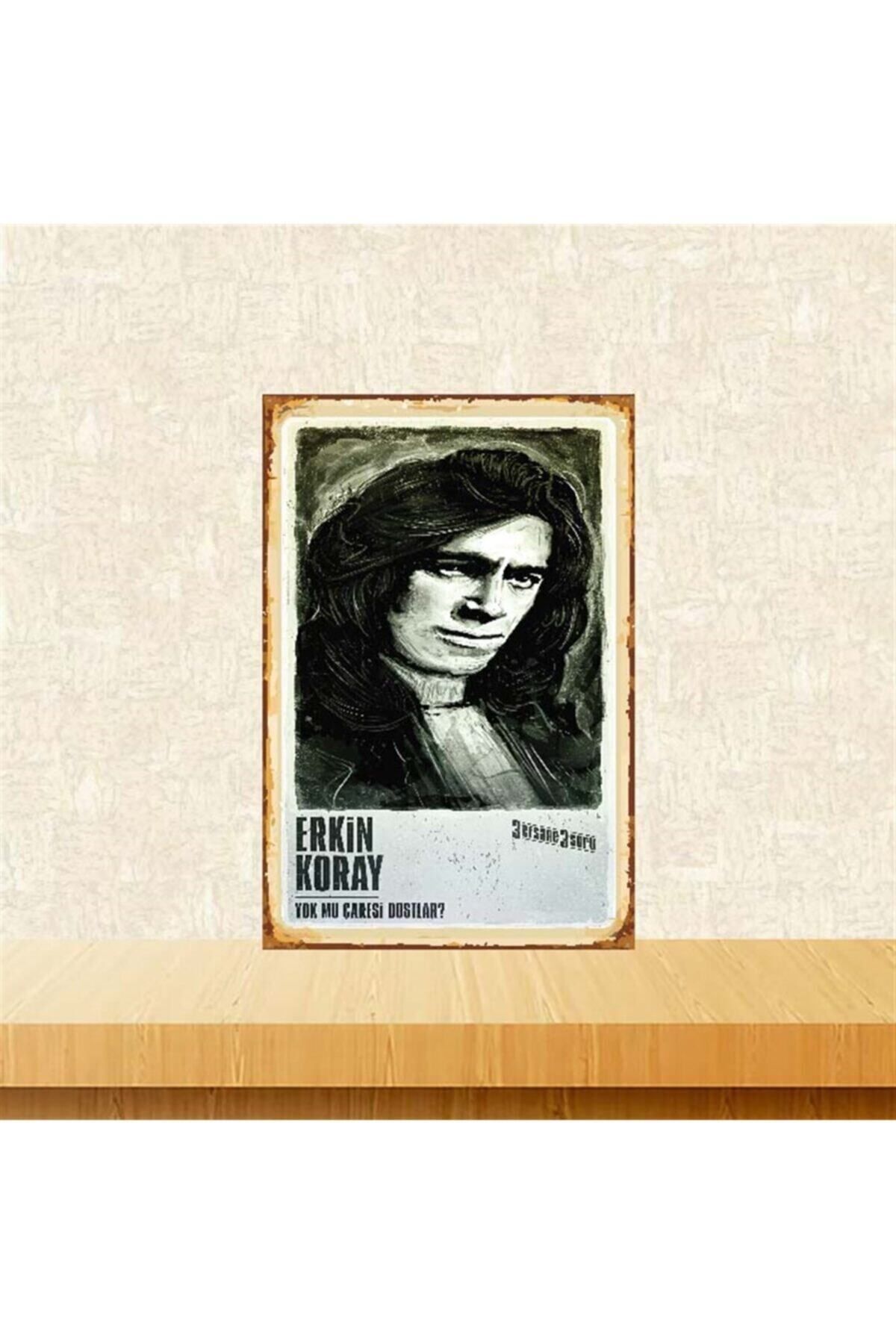 TAKIFİX Erkin Koray Yok Mu Çaresi 20-30 Cm Retro Ahşap Poster