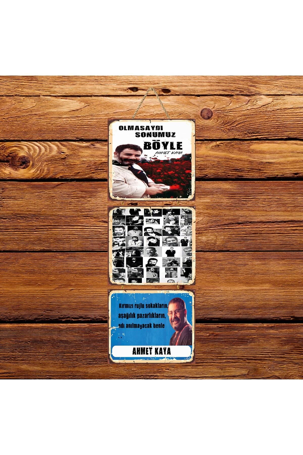 TAKIFİX Ahmet Kaya Tasarımlı Üçlü Ahşap Poster