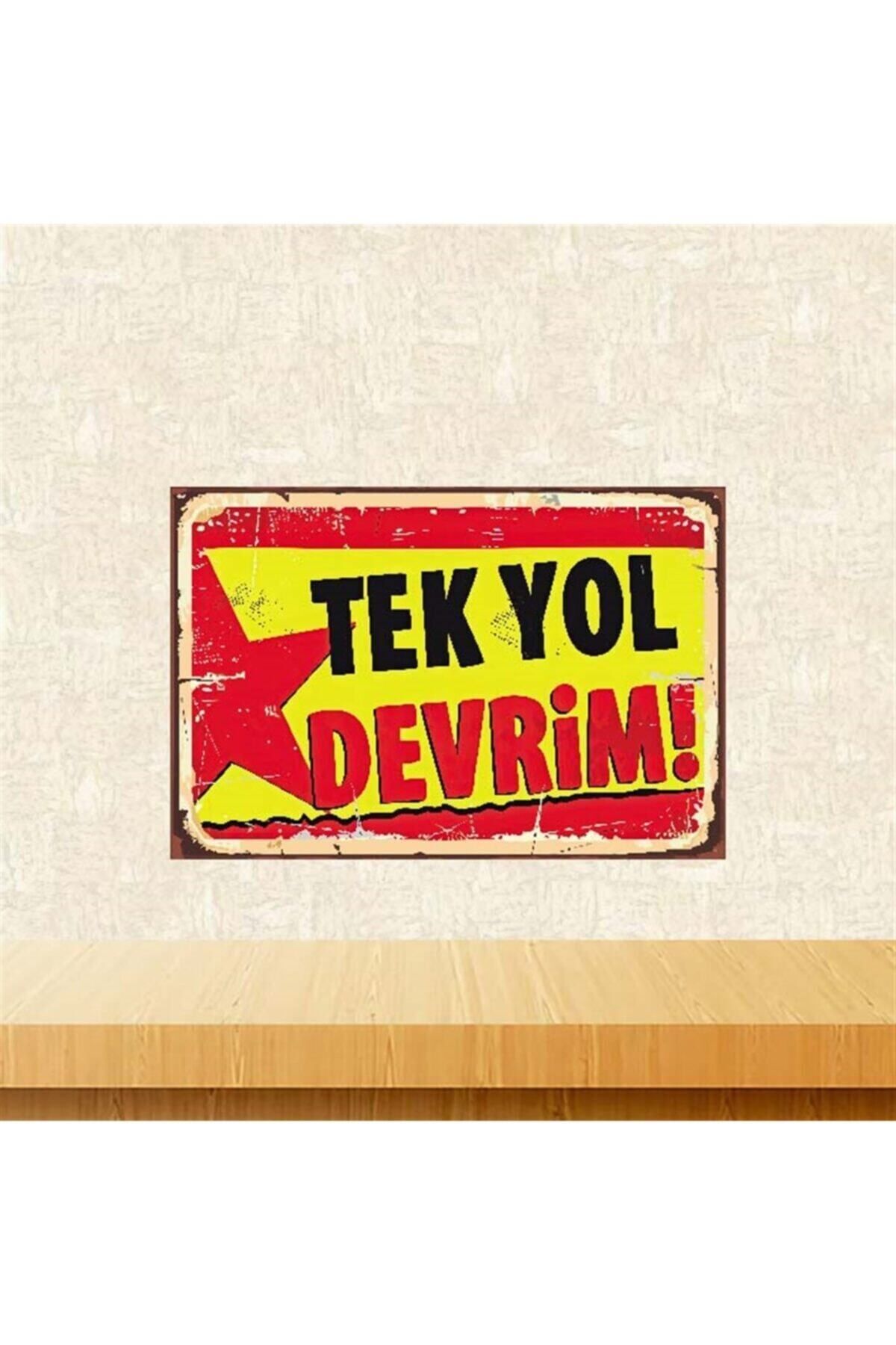 TAKIFİX Tek Yol Devrim 20-30 cm Retro Ahşap Poster