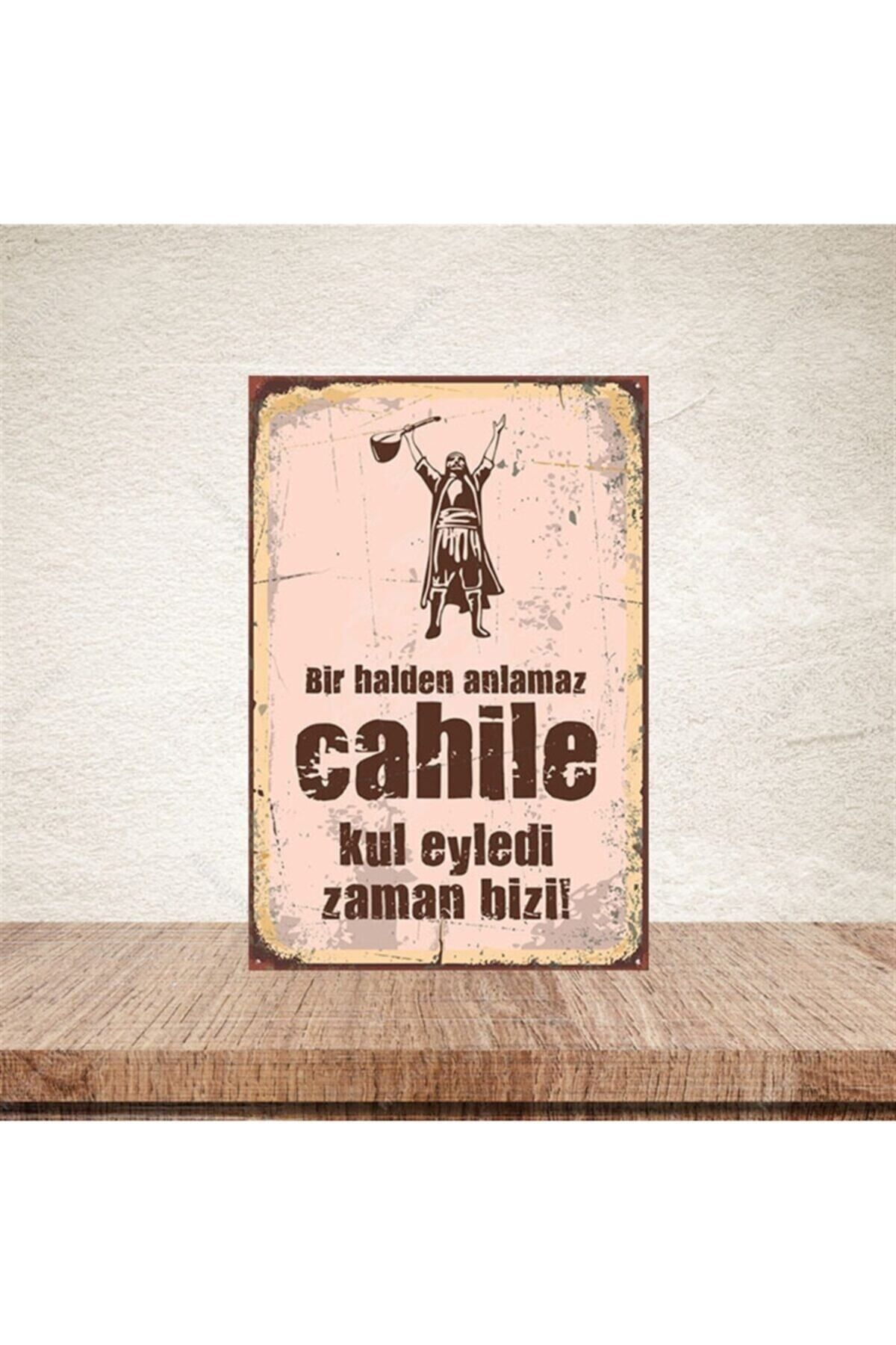 TAKIFİX Bir Halde Anlamaz Cahile 20-30 Cm Retro Ahşap Poster