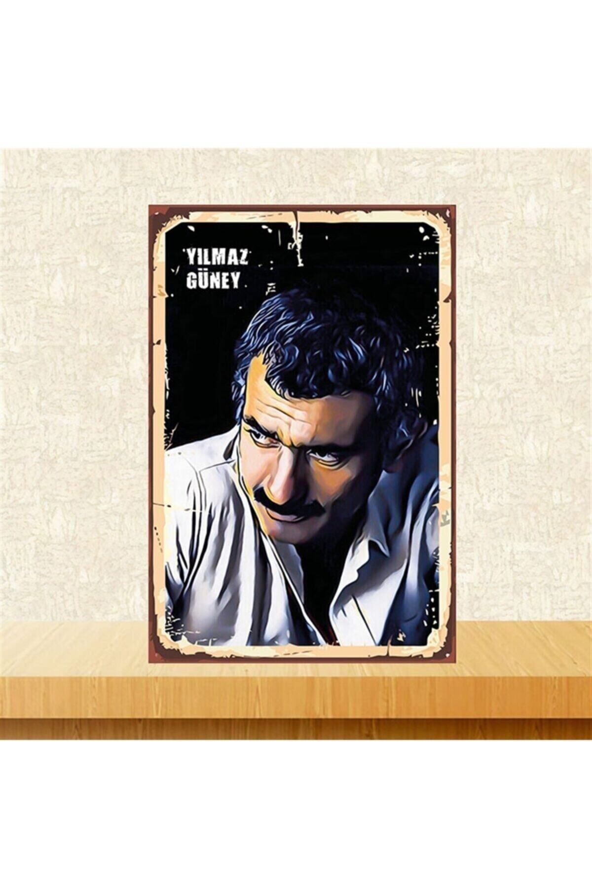 TAKIFİX Siyah Yılmaz Güney Retro Ahşap Poster 20 30 Cm