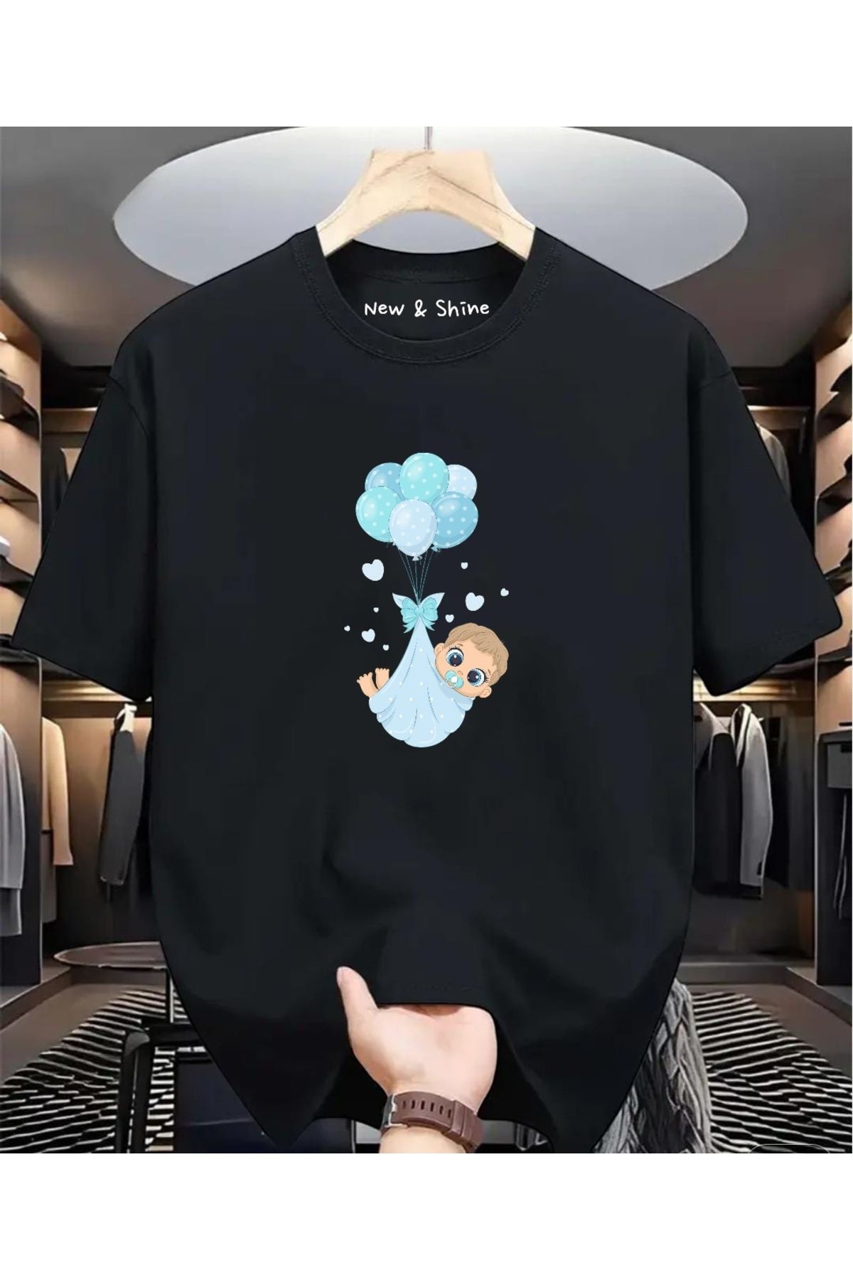 New Shine Erkek Bebek Baskılı Büyük Beden Oversize T-Shirt