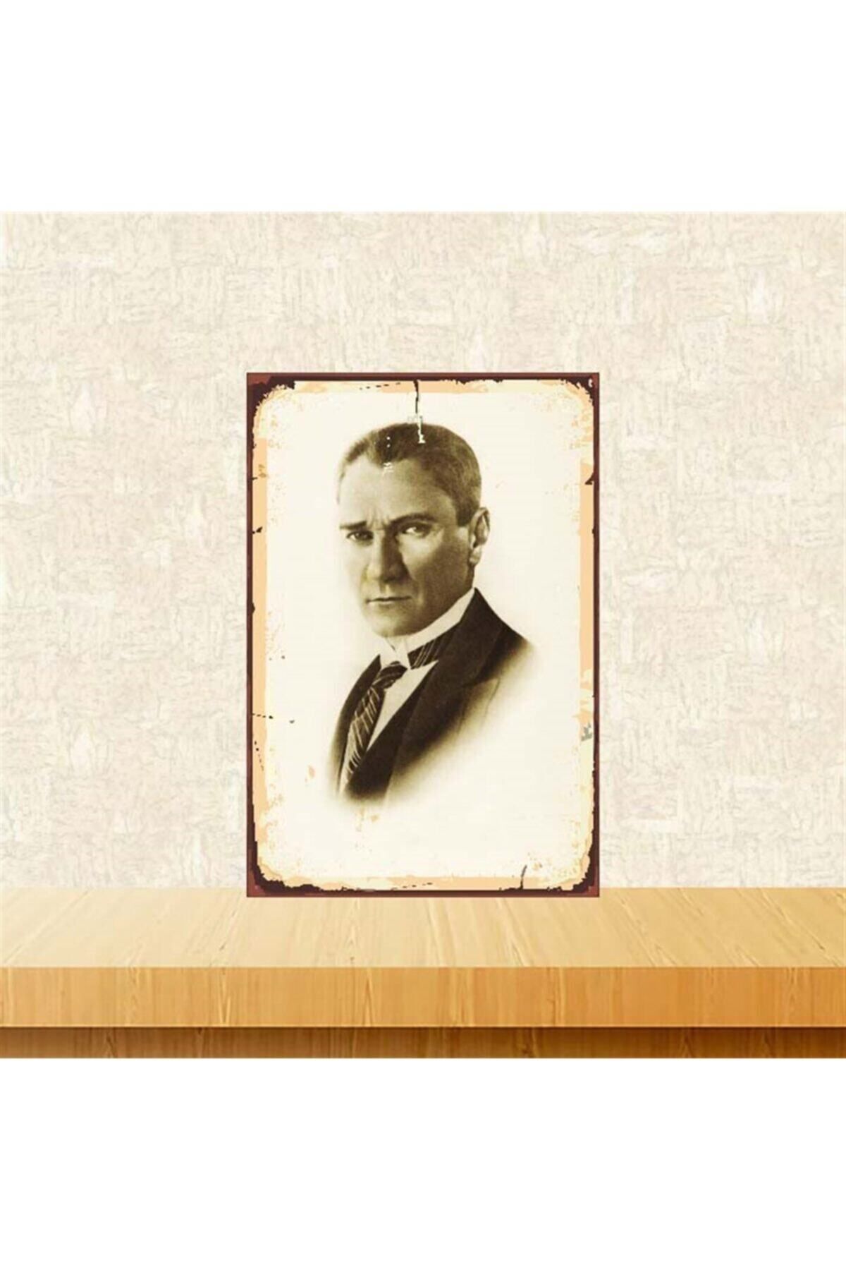 TAKIFİX Mustafa Kemal Atatürk Tasarım 20-30 cm Retro Ahşap Poster