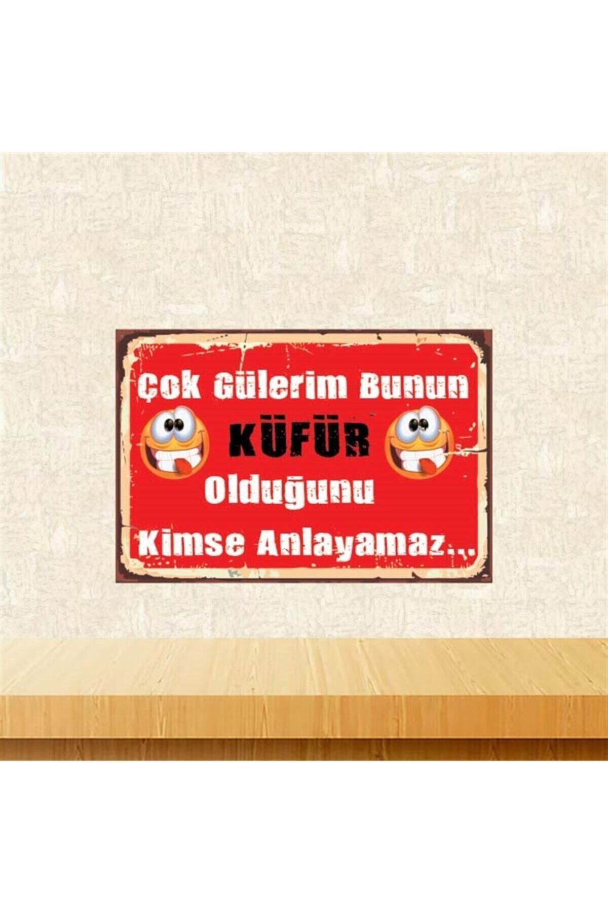 TAKIFİX Çok Gülerim 20-30 cm Retro Ahşap Poster