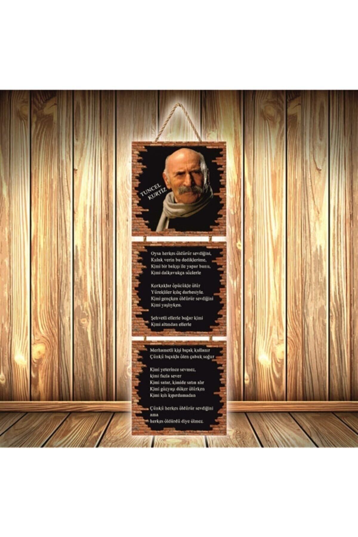 TAKIFİX Tuncel Kurtiz Şiiri Tasarımlı Üçlü Retro Ahşap Poster Ü349