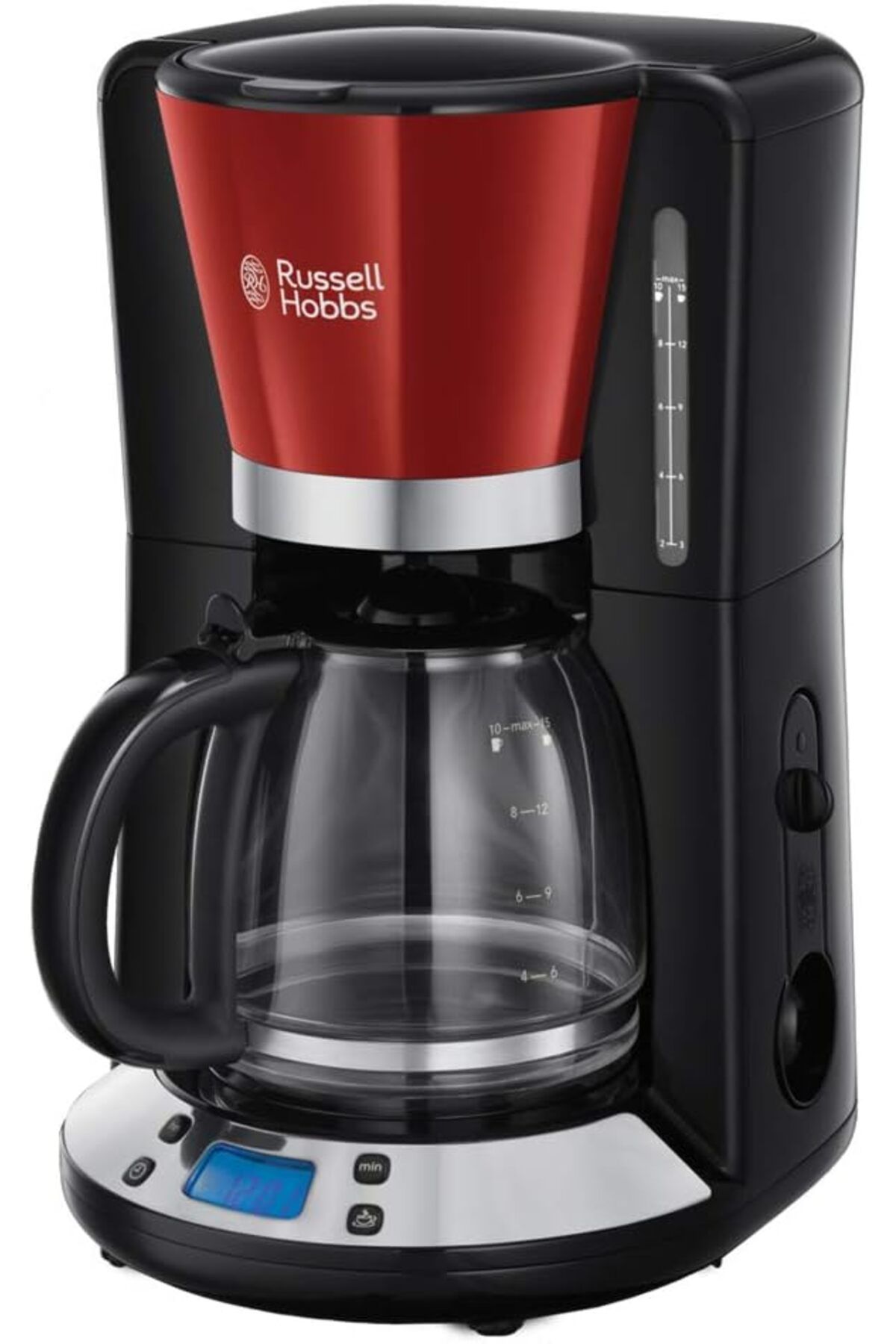 Genel Markalar Hobbs Colours+ dijital kahve makinesi, kırmızı, programlanabilir zamanlayıcı, 1,25 l cam sürah