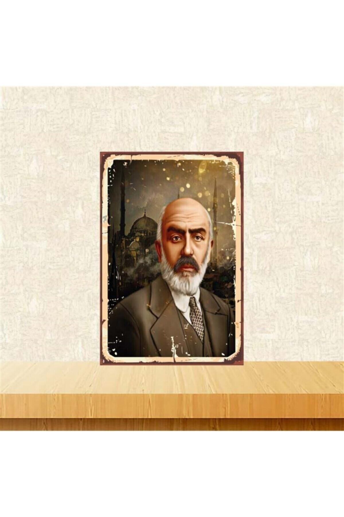 TAKIFİX Mehmet Akif Ersoy 20-30 Cm Retro Ahşap Poster Tkfx4273