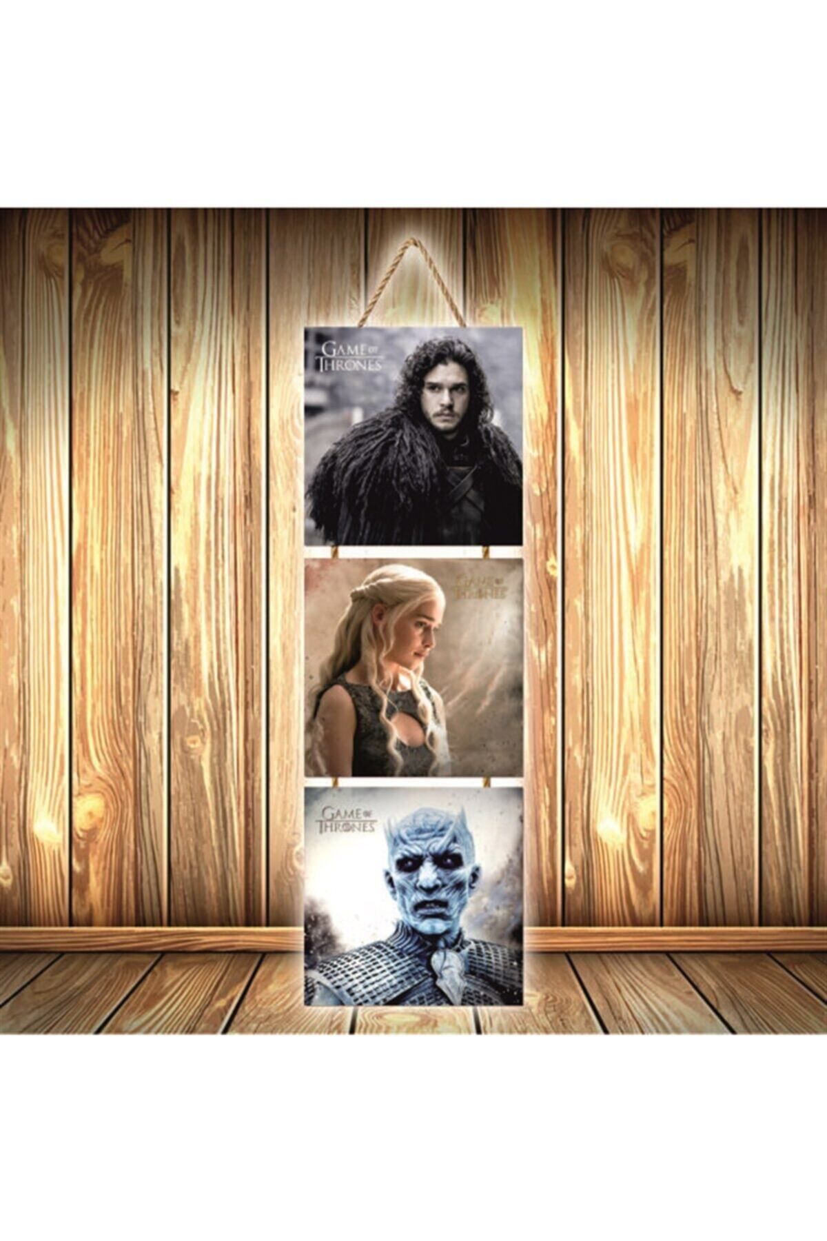 TAKIFİX Game Of Thrones Tasarımlı Üçlü Retro Ahşap Poster Ü384