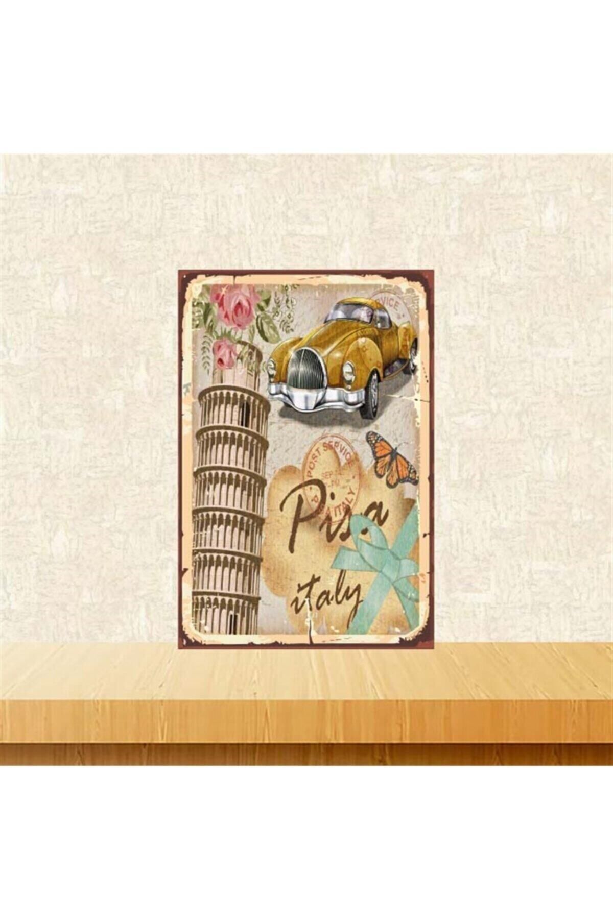 TAKIFİX Pisa Italy 20-30 Cm Retro Ahşap Poster Tkfx4217