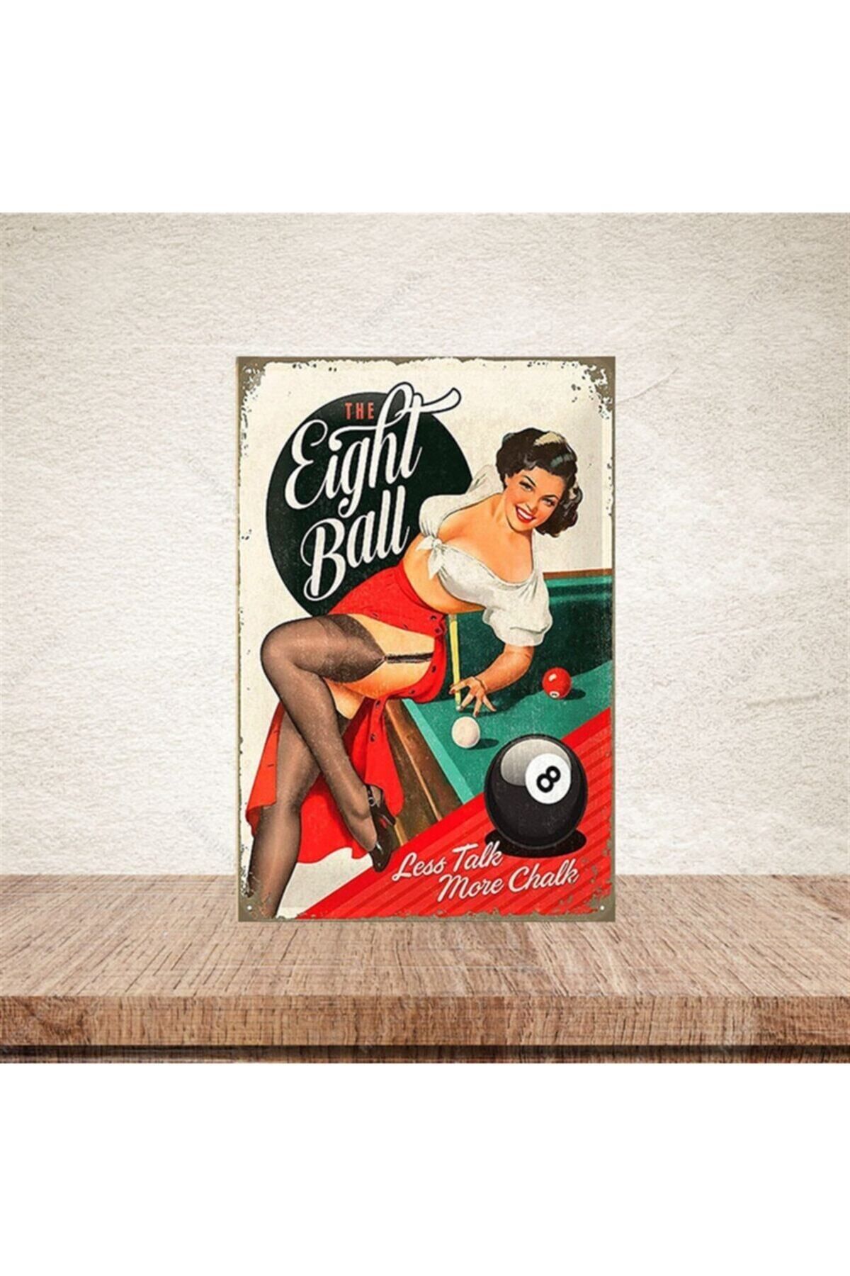 TAKIFİX Eight Ball 20-30 Cm Retro Ahşap Poster
