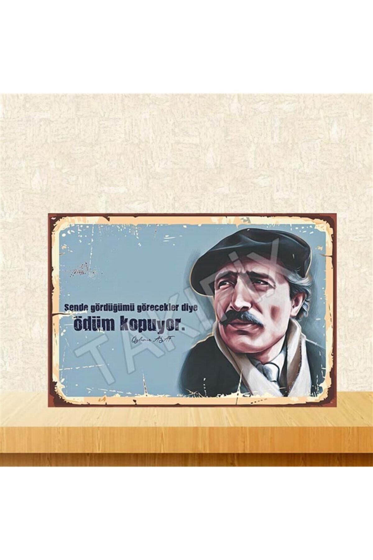 TAKIFİX Ödüm Kopuyor Özdemir Asaf 20-30 cm Retro Ahşap Poster