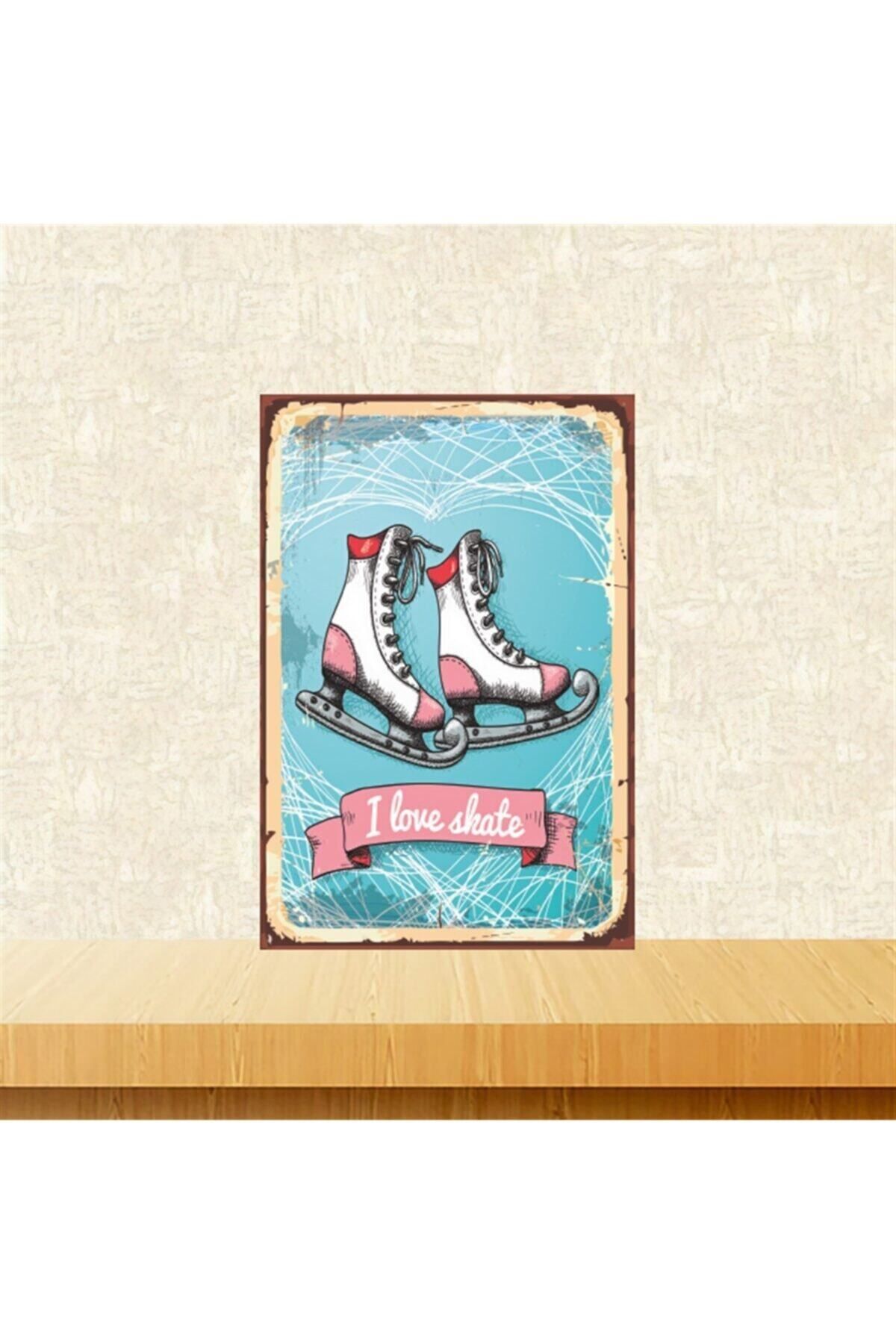 TAKIFİX I Love Skate 20-30 Cm Retro Ahşap Tablo Tkfx5350