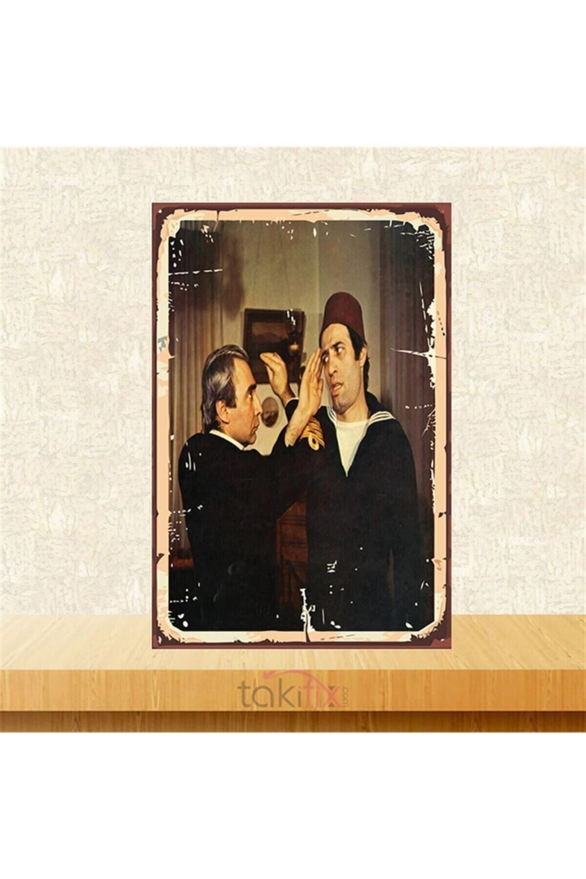 TAKIFİX Şener Şen Kemal Sunal Retro Ahşap Poster 20-30 Cm