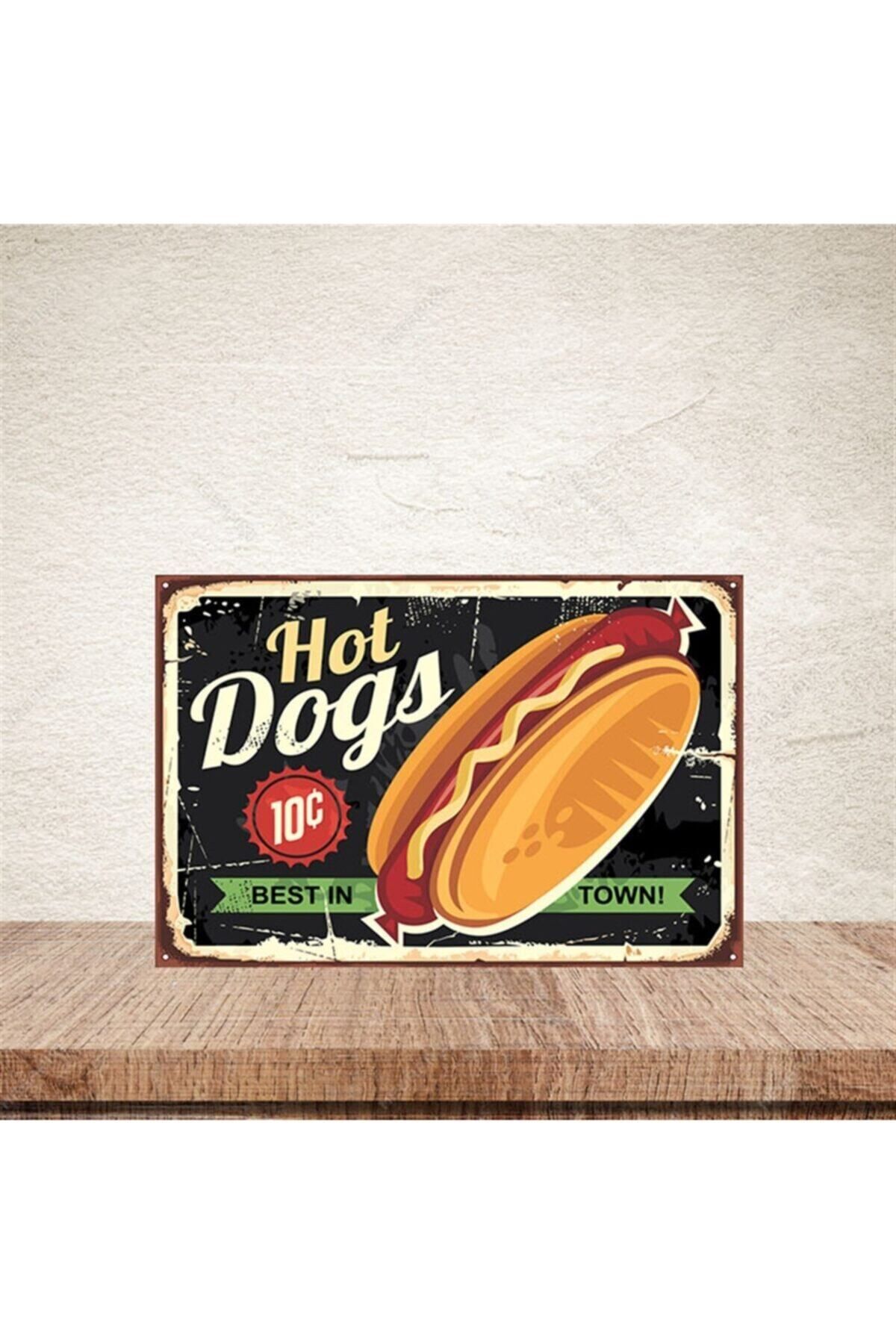 TAKIFİX Hot Dogs 20-30 Cm Retro Ahşap Poster