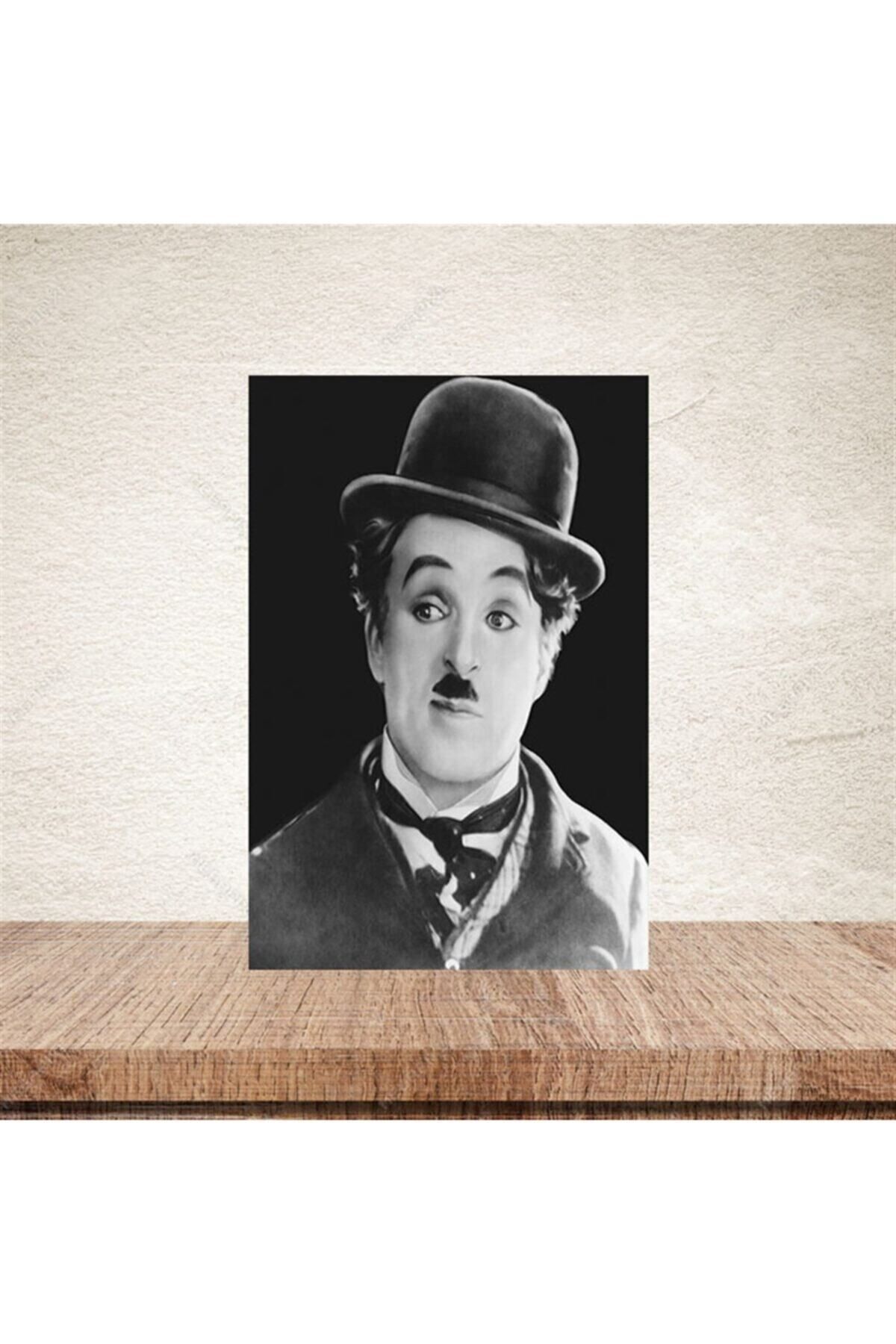 TAKIFİX Siyah Charlie Chaplin 20-30 cm Retro Ahşap Poster