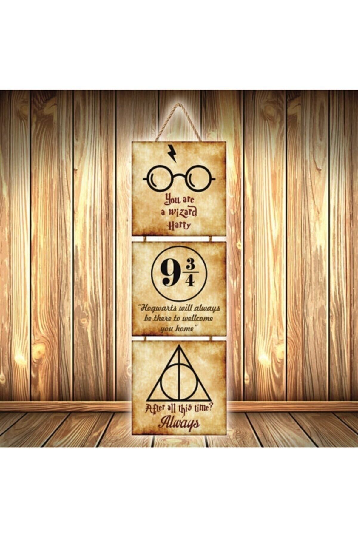 TAKIFİX Harry Potter Tasarımlı Üçlü Retro Ahşap Poster Ü414