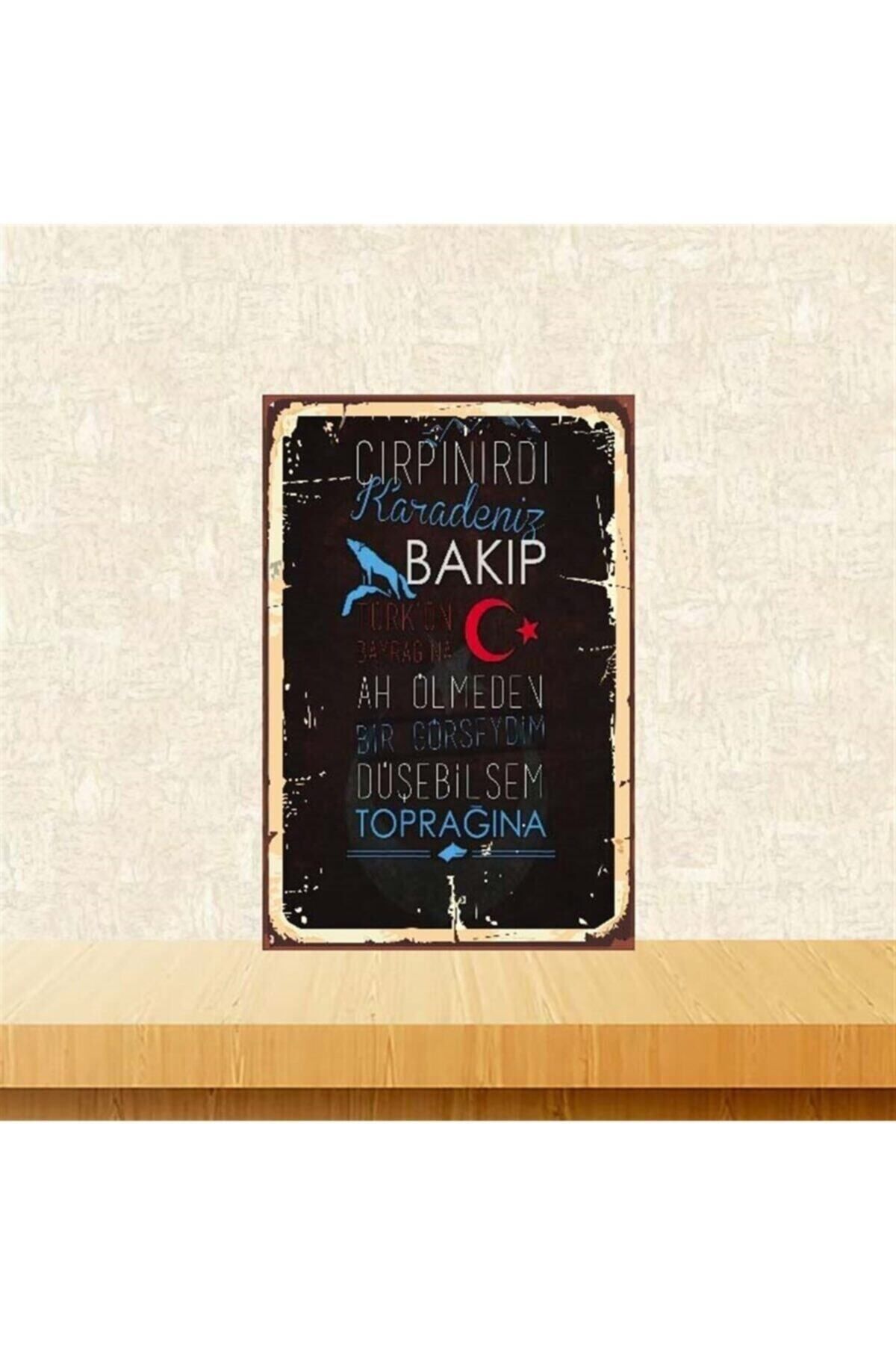 TAKIFİX Türkün Bayrağına 20-30 Cm Retro Ahşap Poster