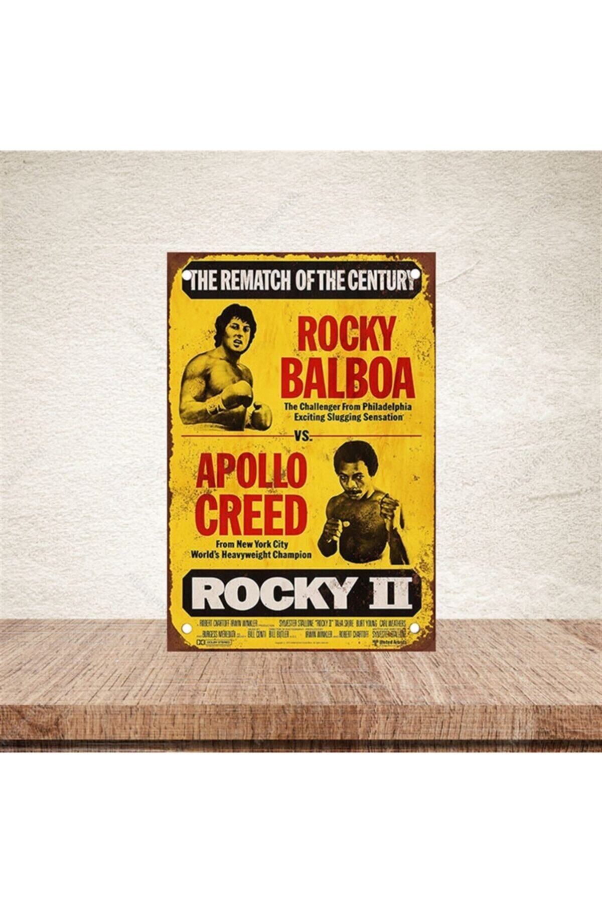 TAKIFİX Rocky Balboa Vs Apollo Creed 2 20-30 Cm Retro Ahşap Poster