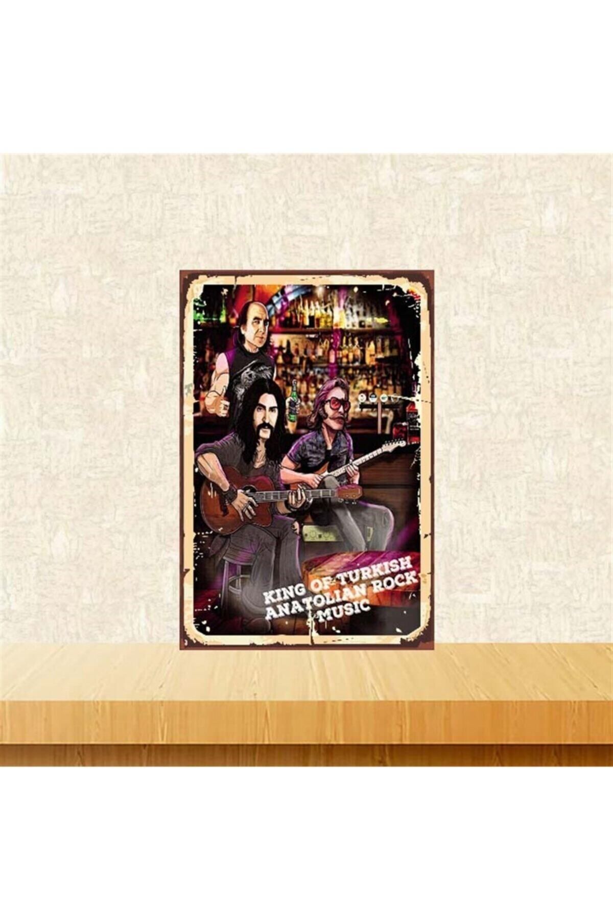 TAKIFİX King Of Turkish Anatolian Rock Music 20-30 Cm Retro Ahşap Poster