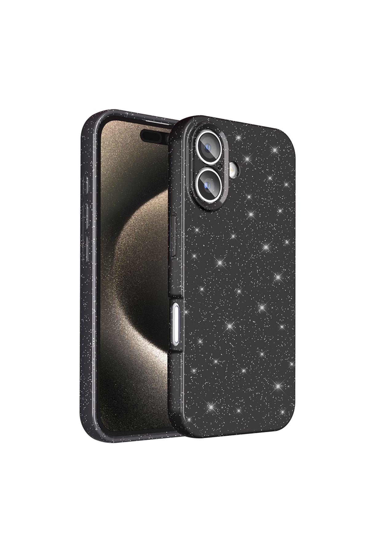 Kupa iPhone 16 Plus Kılıf Kamera Korumalı Simli Parlak Darbe Emici Şık Silikon Kapak
