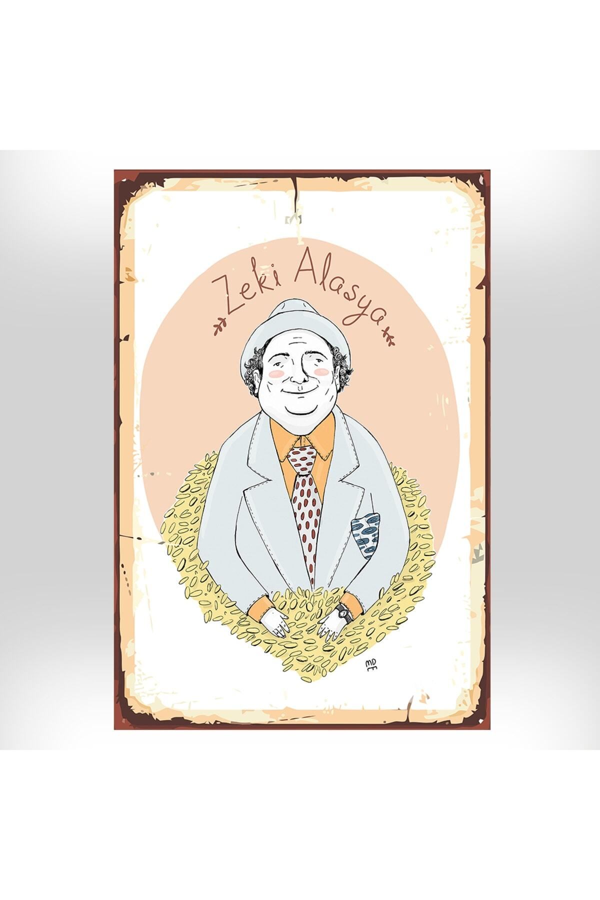 TAKIFİX Zeki Alasya Tasarımlı 20x30 Cm Retro Ahşap Tablo